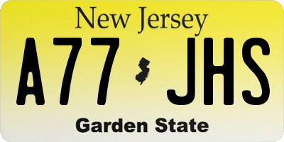 NJ license plate A77JHS