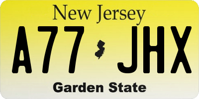 NJ license plate A77JHX