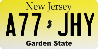 NJ license plate A77JHY