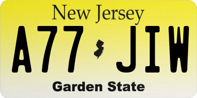 NJ license plate A77JIW