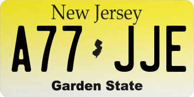 NJ license plate A77JJE