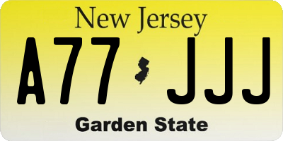 NJ license plate A77JJJ