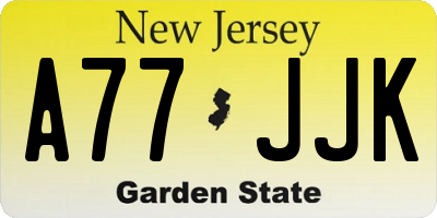 NJ license plate A77JJK