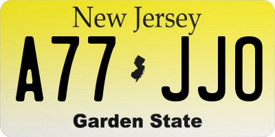NJ license plate A77JJO