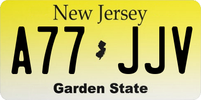 NJ license plate A77JJV