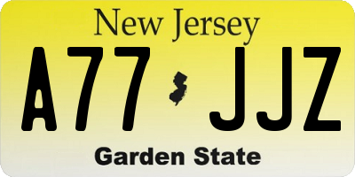 NJ license plate A77JJZ