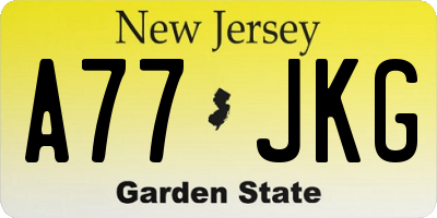 NJ license plate A77JKG