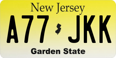 NJ license plate A77JKK