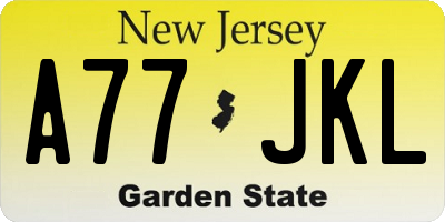 NJ license plate A77JKL