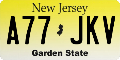NJ license plate A77JKV