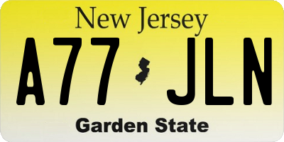 NJ license plate A77JLN