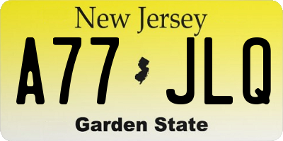 NJ license plate A77JLQ