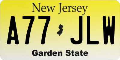 NJ license plate A77JLW