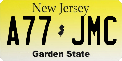 NJ license plate A77JMC