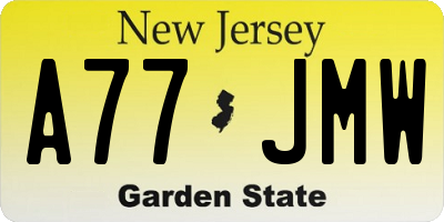 NJ license plate A77JMW