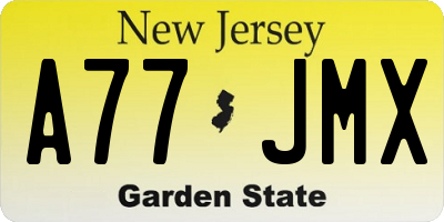 NJ license plate A77JMX