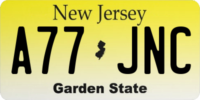 NJ license plate A77JNC
