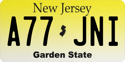 NJ license plate A77JNI