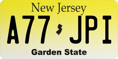 NJ license plate A77JPI