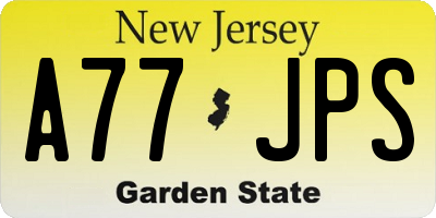 NJ license plate A77JPS
