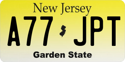 NJ license plate A77JPT