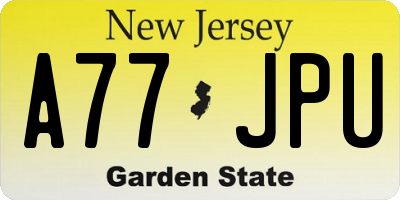 NJ license plate A77JPU