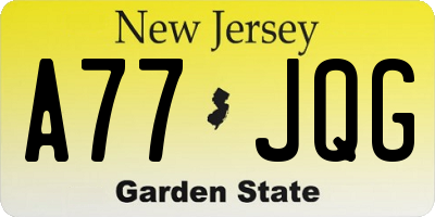 NJ license plate A77JQG