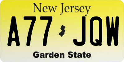 NJ license plate A77JQW