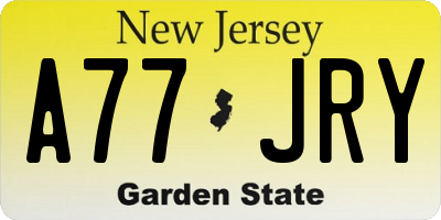 NJ license plate A77JRY