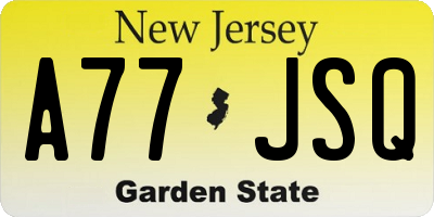 NJ license plate A77JSQ