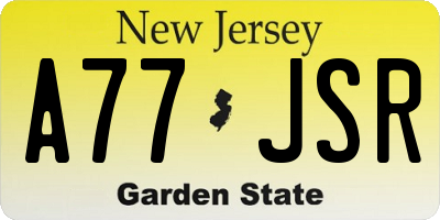 NJ license plate A77JSR