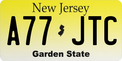 NJ license plate A77JTC