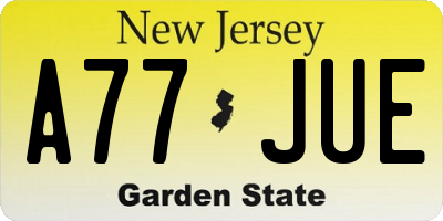 NJ license plate A77JUE