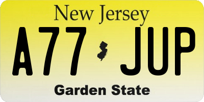 NJ license plate A77JUP