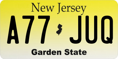 NJ license plate A77JUQ