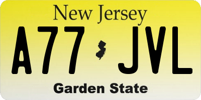 NJ license plate A77JVL