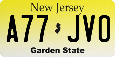 NJ license plate A77JVO
