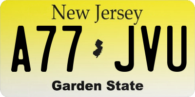 NJ license plate A77JVU
