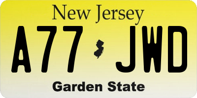 NJ license plate A77JWD