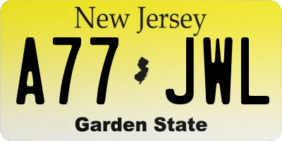 NJ license plate A77JWL