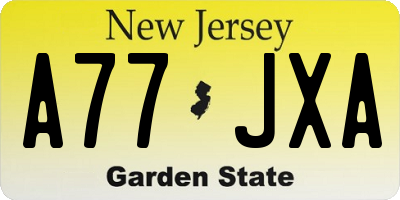 NJ license plate A77JXA
