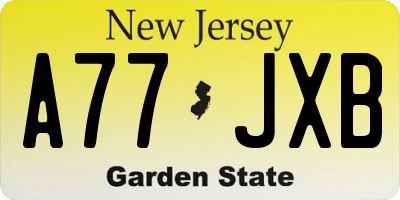 NJ license plate A77JXB