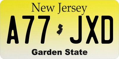 NJ license plate A77JXD