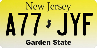 NJ license plate A77JYF