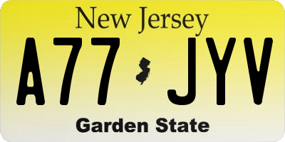 NJ license plate A77JYV
