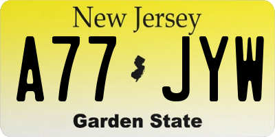 NJ license plate A77JYW
