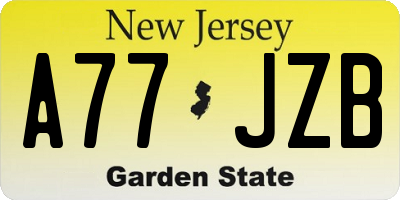 NJ license plate A77JZB