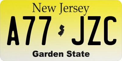 NJ license plate A77JZC