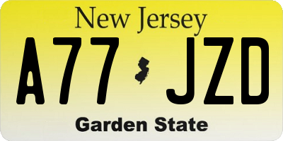 NJ license plate A77JZD