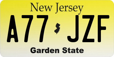 NJ license plate A77JZF